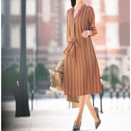 スタンドカラーシャツワンピース セシール Cecile