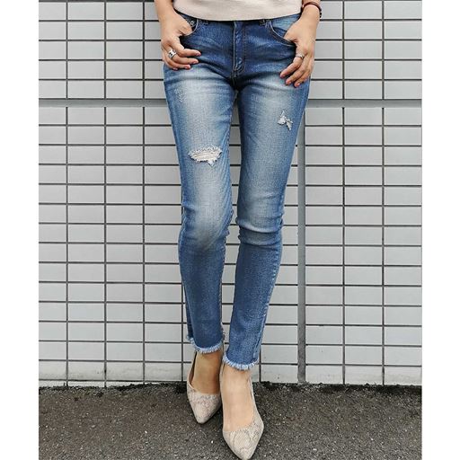 ダメージスキニーデニムパンツ セシール Cecile ダメージスキニーデニムパンツ セシール Cecile