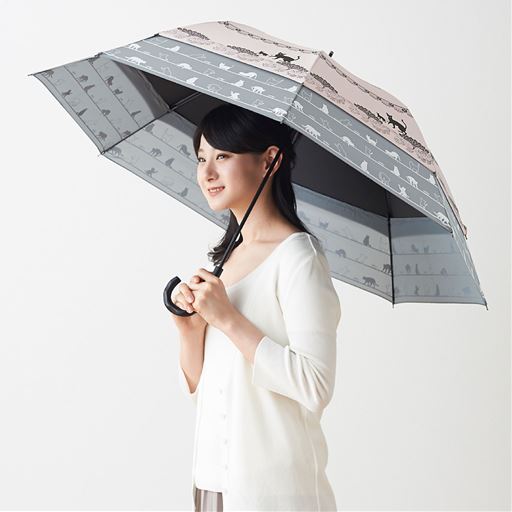 縁が広がるトランスフォーム傘 猫プリント セシール Cecile