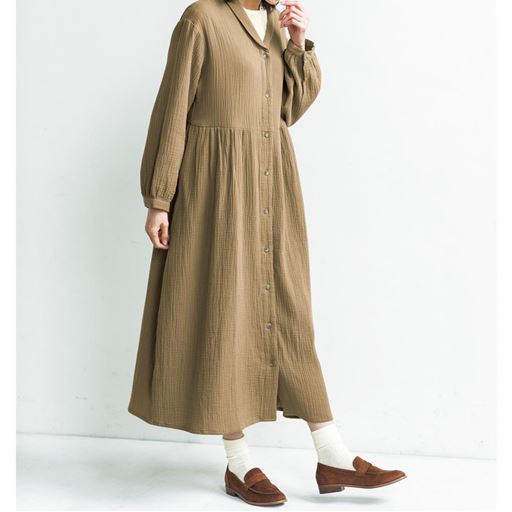 ダブルガーゼガウンワンピ 綿100 洗濯機ok セシール Cecile