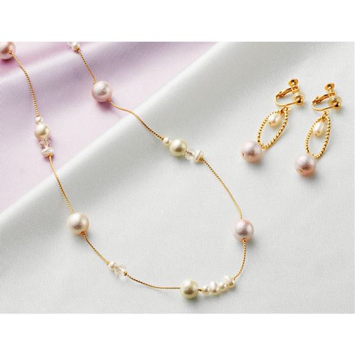 ぽっちゃりさんサイズ グラデーションパールアクセサリー セシール Cecile ぽっちゃりさんサイズ グラデーションパールアクセサリー セシール Cecile