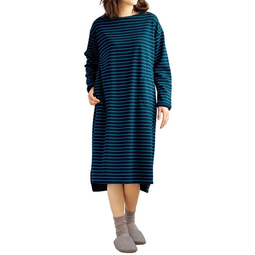 裏起毛のすっぽりボーダーワンピース ルームワンピース セシール Cecile