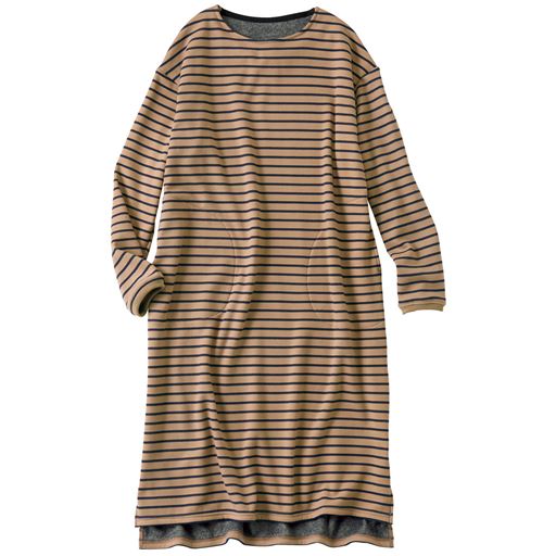 裏起毛のすっぽりボーダーワンピース ルームワンピース セシール Cecile