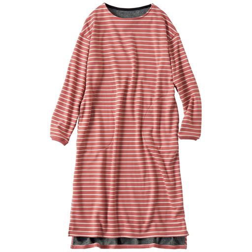 裏起毛のすっぽりボーダーワンピース ルームワンピース セシール Cecile