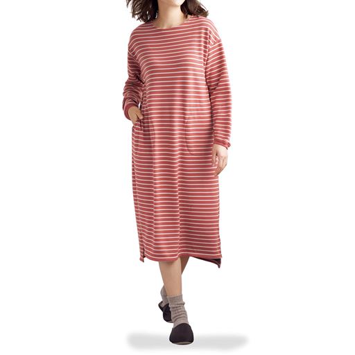 裏起毛のすっぽりボーダーワンピース ルームワンピース セシール Cecile