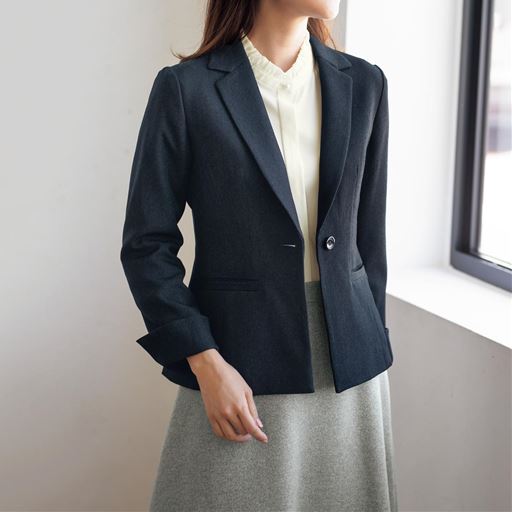 ウールライク テーラードジャケット 洗濯機ok セシール Cecile