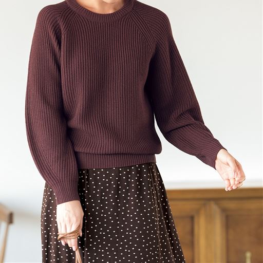 畦編みニットプルオーバー ウール混 手洗いok セシール Cecile