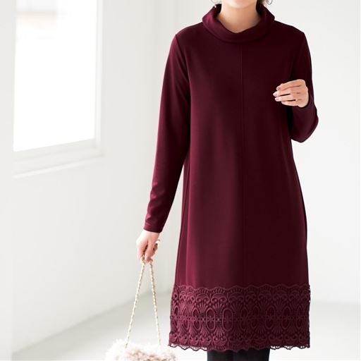 ぽっちゃりさんサイズ 裾レース使いワンピース セシール Cecile