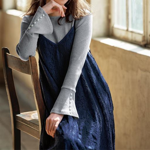 ぽっちゃりさんサイズ レースキャミドレス セシール Cecile