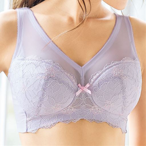 レース切替 フルカップブラジャー ノンワイヤー サードウェーブブラ セシール Cecile レース切替 フルカップブラジャー ノンワイヤー サードウェーブブラ セシール Cecile