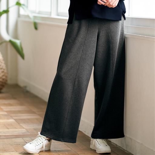 ぽっちゃりさんサイズ カットソー裏毛ワイドパンツ セシール Cecile ぽっちゃりさんサイズ カットソー裏毛ワイドパンツ セシール Cecile