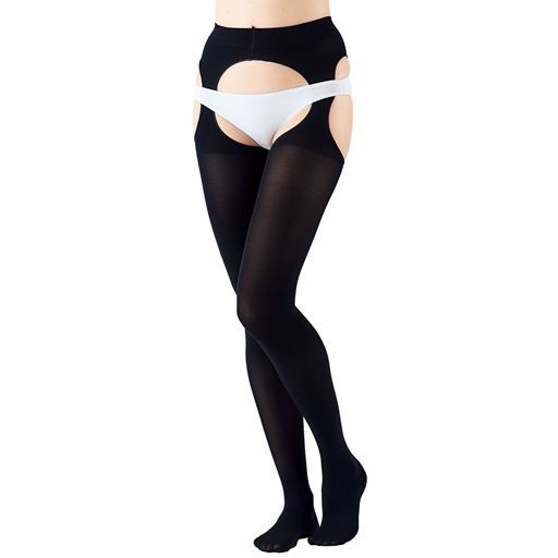 サスペンダータイプ 80デニールタイツ こっそり汗 ムレ対策 抗菌防臭 日本製 セシール Cecile