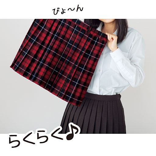ウエストゴム 日本製チェック柄プリーツスカート スカートベルト付き スクール 制服 セシール Cecile