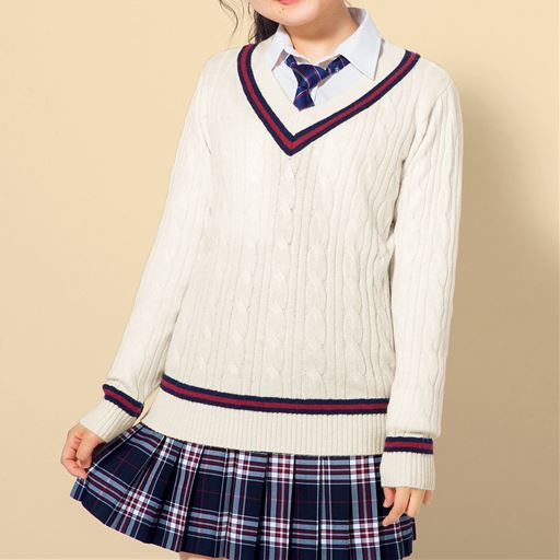 ライン入りvネックセーター スクール 制服 セシール Cecile