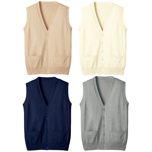抗菌防臭 薄手前開きニットベスト スクール 制服 セシール Cecile