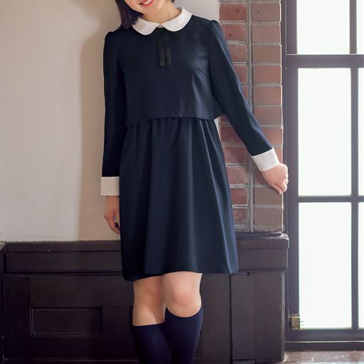 ワンピース 取り外せるリボン付き スクール 制服 セシール Cecile