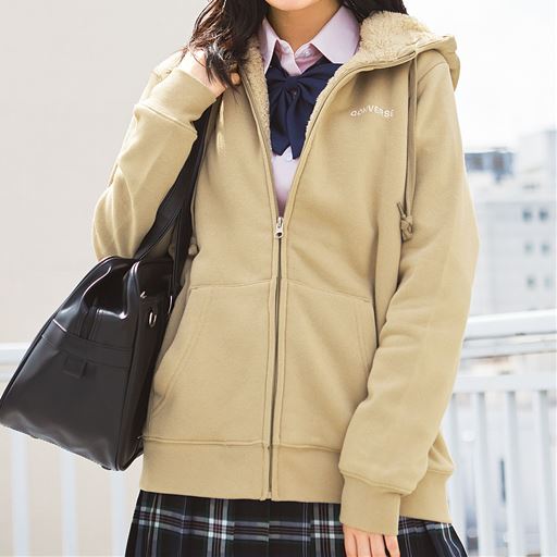 裏ボアジップアップパーカー コンバース セシール Cecile