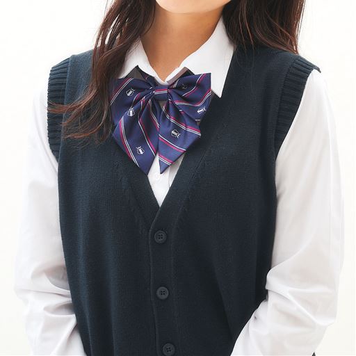 年間使いやすい綿100 前開きベスト Vネックニット 洗濯機ok スクール 制服 セシール Cecile