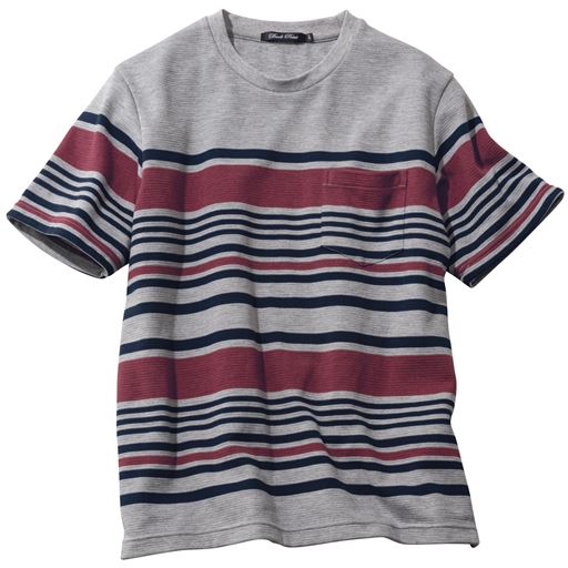 ドライ リップル素材パネルボーダー柄tシャツ セシール Cecile