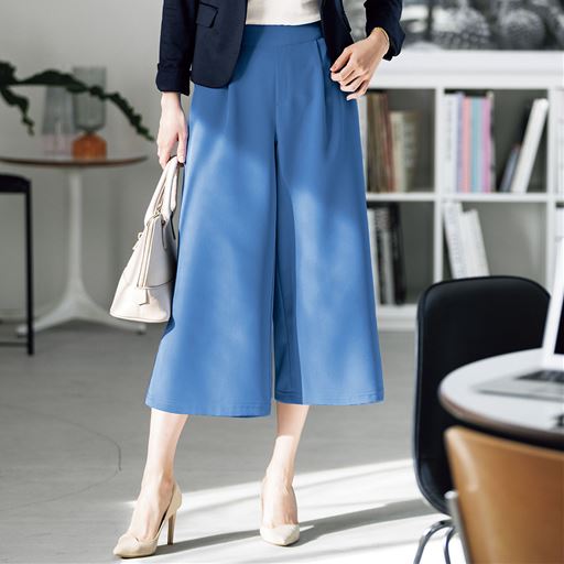 シワになりにくいワイドクロップドパンツ 洗濯機ok 2wayストレッチ セシール Cecile シワになりにくいワイドクロップドパンツ 洗濯機ok 2wayストレッチ セシール Cecile