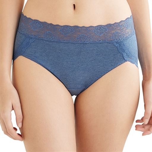 綿混ストレッチレーシィショーツ 色違い3枚組 はきこみ丈浅め セシール Cecile