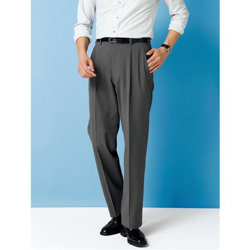 ドライ ウォッシャブル 先染め素材スラックス ツータック パンツリサーチ該当商品 セシール Cecile