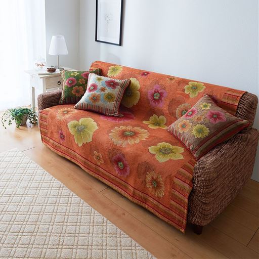 ソファカバー中掛けタイプ アネモネ 汚れても洗濯機で丸洗いok ネット使用 セシール Cecile