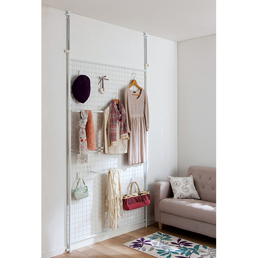 つっぱりワイヤーネット ハンガーラック付き セシール Cecile