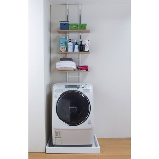 突っ張り式洗濯機ラック 棚板3枚 セシール Cecile