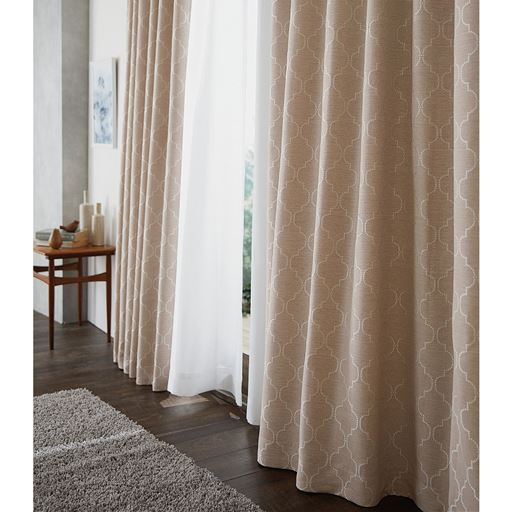 1級遮光カーテン リネン入り ナチュラル セシール Cecile