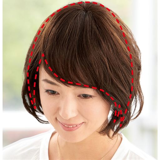 人毛100 前髪 分け目用ヘアピース セシール Cecile
