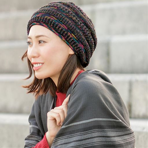 髪にやさしいふんわりニット帽 リバーシブル 発熱素材 セシール Cecile 髪にやさしいふんわりニット帽 リバーシブル 発熱素材 セシール Cecile