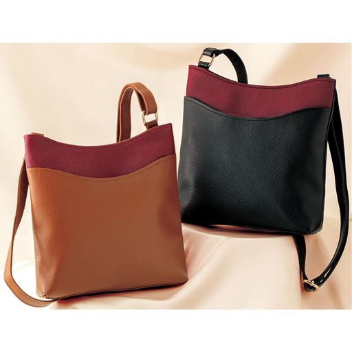牛革ショルダー配色バッグ セシール Cecile 牛革ショルダー配色バッグ セシール Cecile