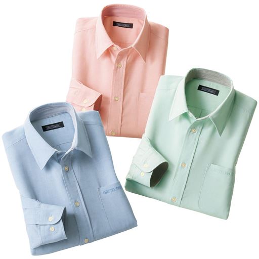 しわになりにくい安心麻入りシャツ 色違い3枚組 セシール Cecile