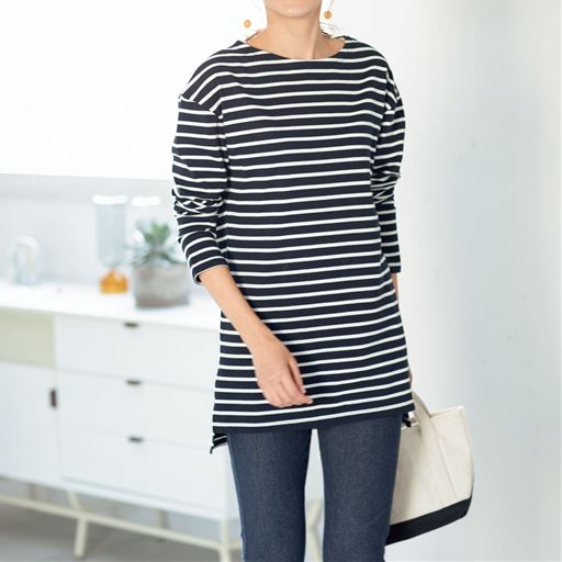 ボーダープルオーバー 長袖 選べる2丈展開 洗濯機ok セシール Cecile