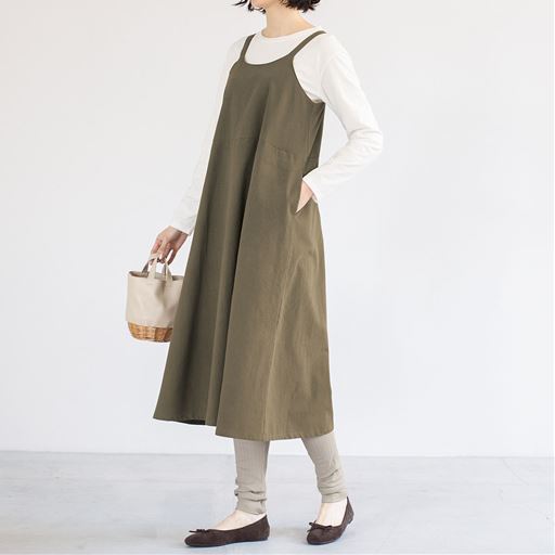 綿100 大人のサロペットスカート 洗濯機ok セシール Cecile