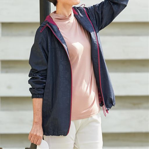 ポーチ付きプリントパーカー 花粉対策 撥水 Uvカット セシール Cecile