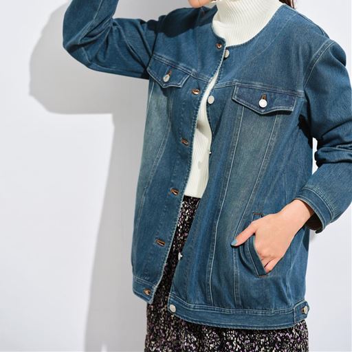 ぽっちゃりさんサイズ ニットデニムロングジャケット セシール Cecile