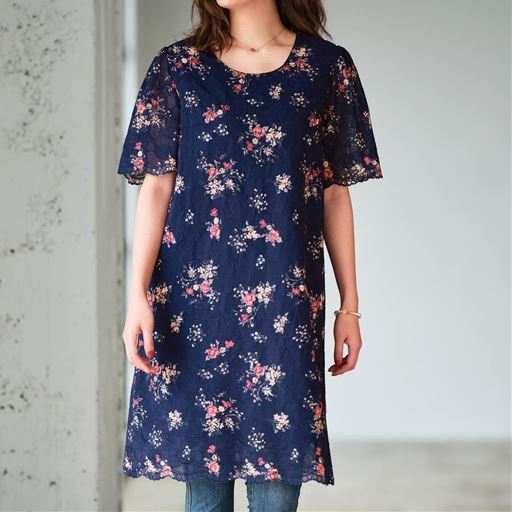 ぽっちゃりさんサイズ デザインレースワンピース セシール Cecile