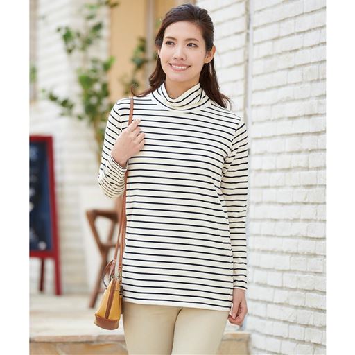 柔らか着ごこちハイネックプルオーバー 綿混 セシール Cecile