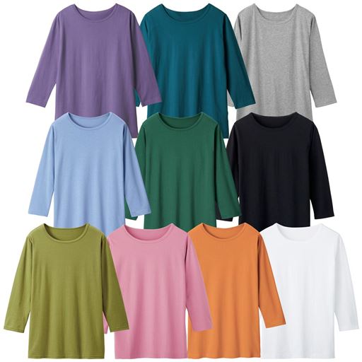 ベーシックな7分袖tシャツ セシール Cecile ベーシックな7分袖tシャツ セシール Cecile