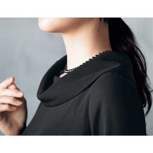 ブラックフォーマル ワンピース ロールカラー 手洗いok セシール Cecile