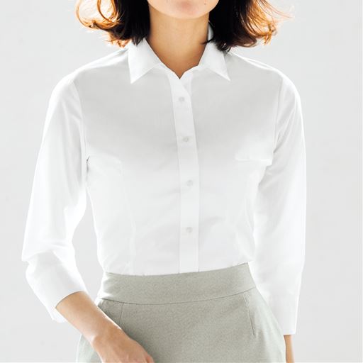 形態安定2枚組レギュラーカラーシャツ 七分袖 洗濯機ok セシール Cecile