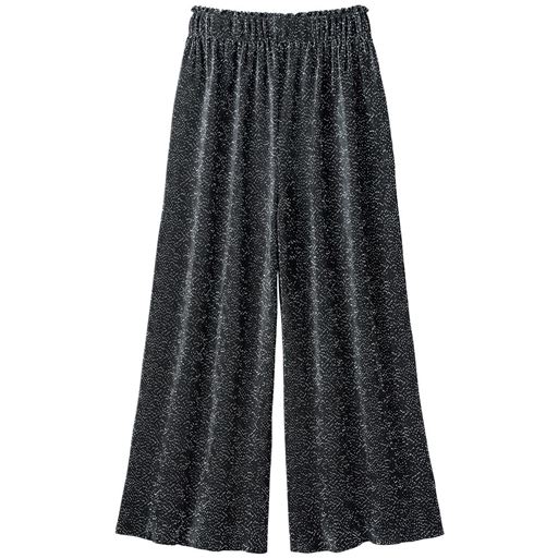 プリーツカットソー ワイドパンツ 光沢のあるカットソー 楽ちんパンツ 洗濯機ok セシール Cecile