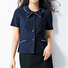 リボン使いストレッチ オーバーブラウス(事務服・接触冷感・UVカット)