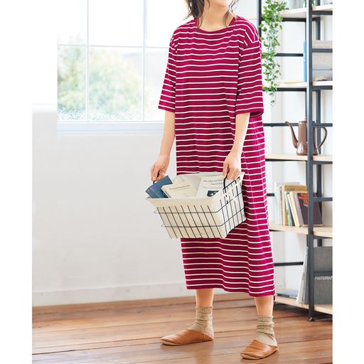 ゆったりボーダーワンピース セシール Cecile