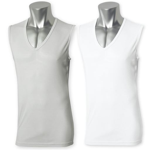 男の汗消臭 抗菌防臭スマートドライ スリーブレス深vネック セシール Cecile