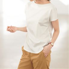 ボートネックTシャツ/シルケット加工 綿100%(洗濯機OK)