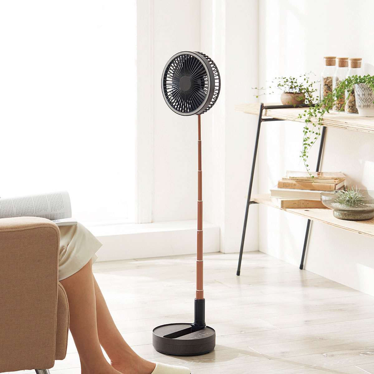 充電式マルチ フォールディングファン 扇風機 伸縮自在 コードレス セシール Cecile