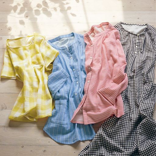 さわやかサマーガーゼ かぶりパジャマ やみつきの軽さ 綿99 セシール Cecile